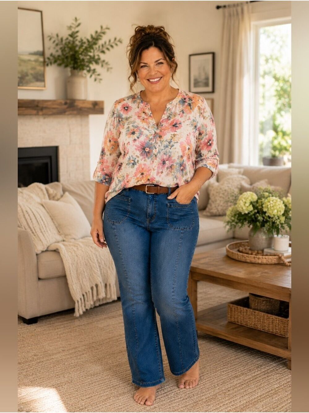 Christopher & Banks Bootcut Patch Pocket Stretch Denim Preppy Casual Curvy Style